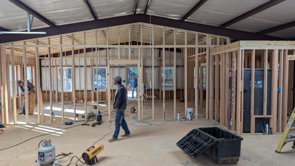 Residential Building Frame Construction Inside Workshop
