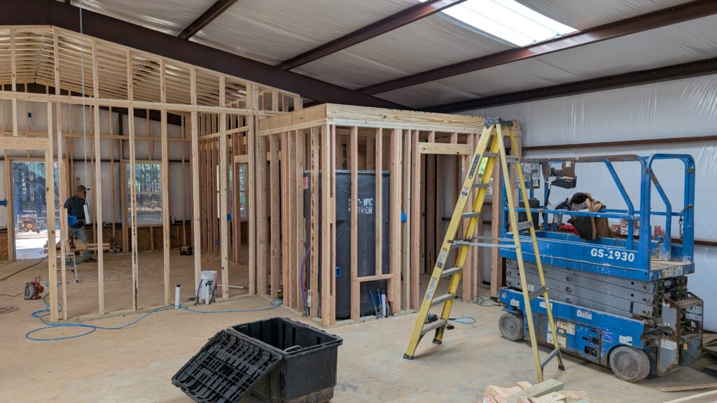 Interior Wood Framing Construction of Metal Building